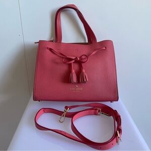Kate Spade Hayes Street Isobel Tasseled Bow Pink Leather Handbag Purse